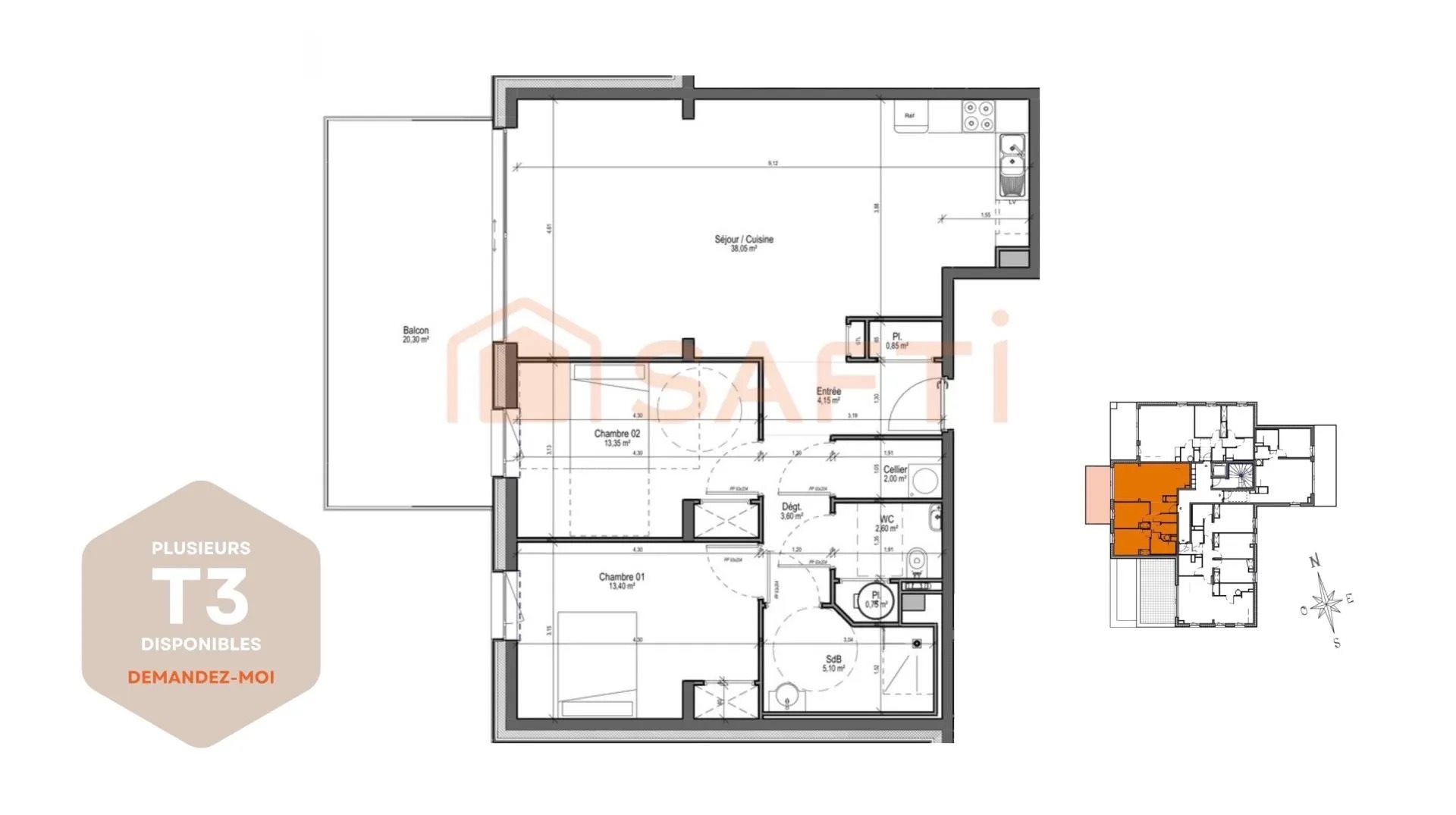 Appartement à vendre, 84m², Arras