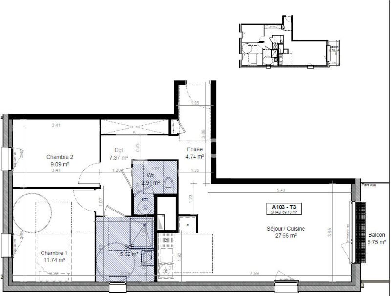 Appartement à louer, 69m², Carpiquet