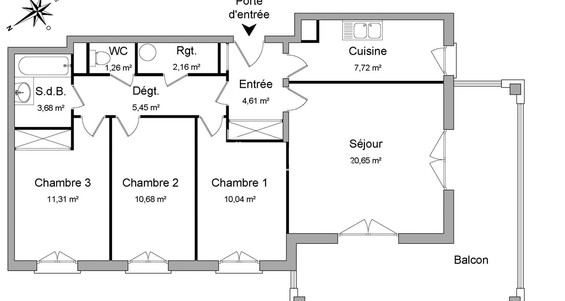 Appartement à louer, 77m², Saint-Ouen-l'Aumône
