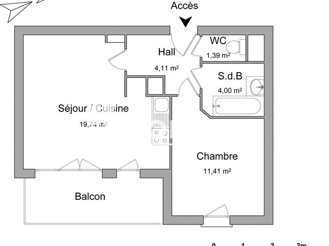 Appartement à louer, 40m², Croix