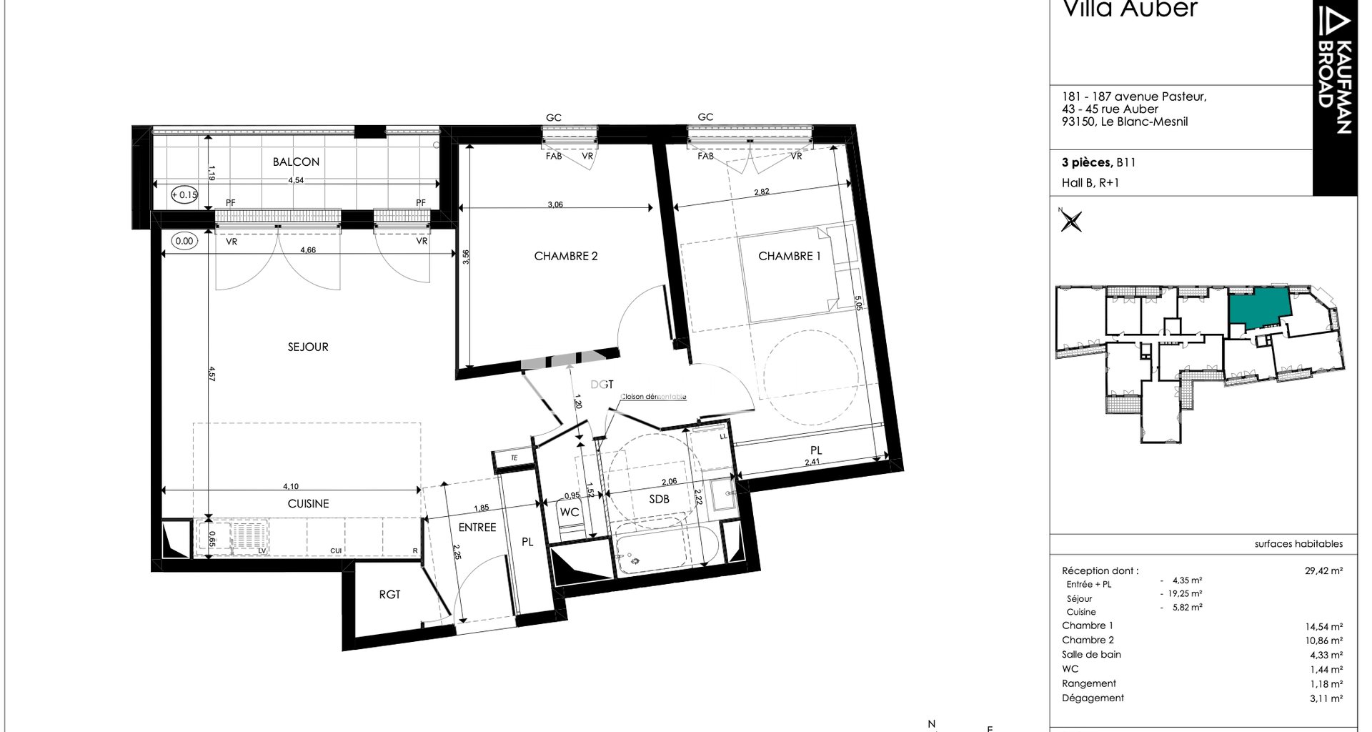 Appartement à louer, 64m², Le Blanc-Mesnil