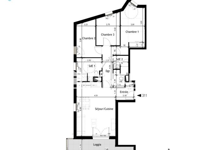 Appartement à louer, 79m², Tours