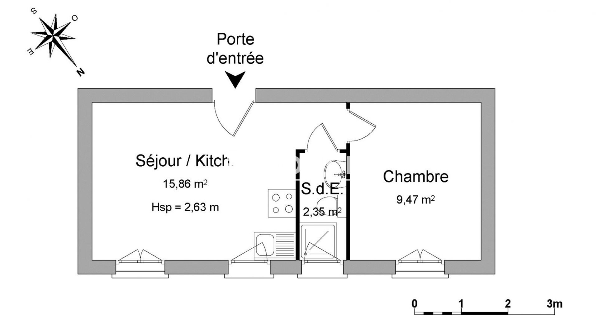Appartement à louer, 27m², Saint-Prix