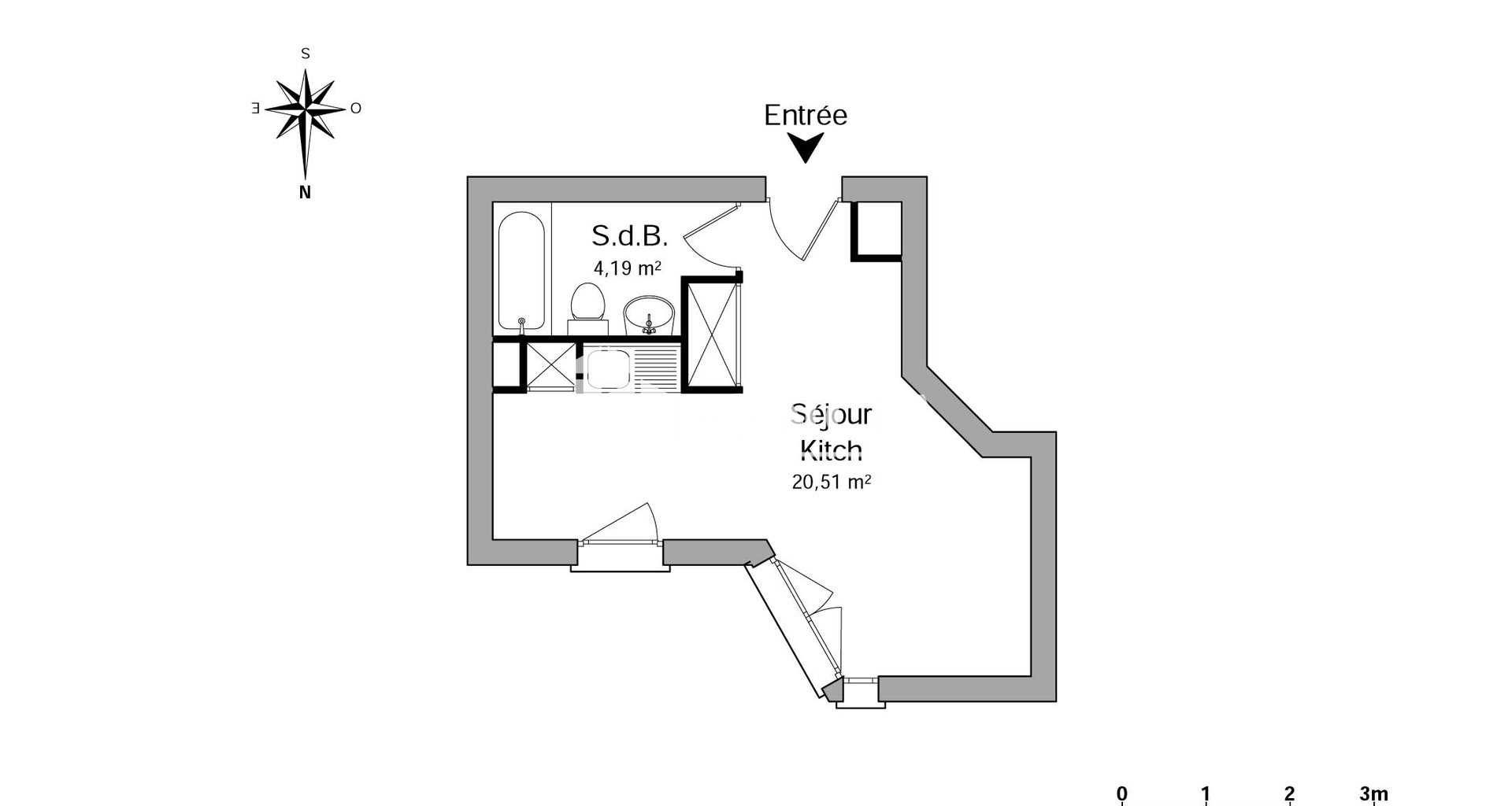 Appartement à louer, 24m², Antony