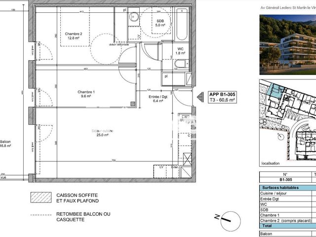 Appartement à louer, 60m², Saint-Martin-le-Vinoux