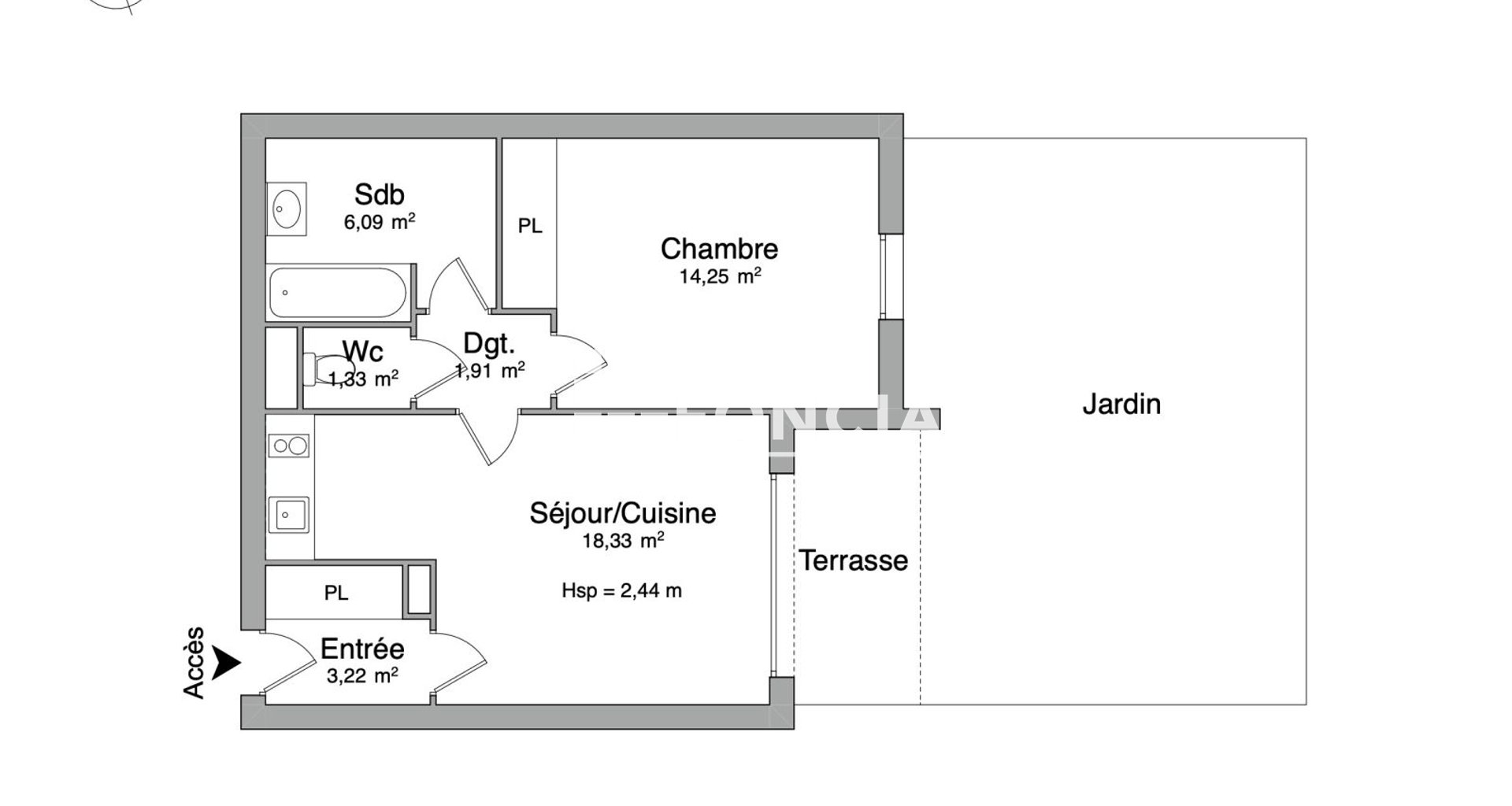 Appartement à louer, 44m², Castillon-la-Bataille
