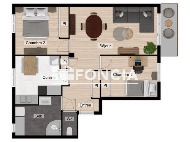 Appartement à louer, 56m², Le Pont-de-Claix