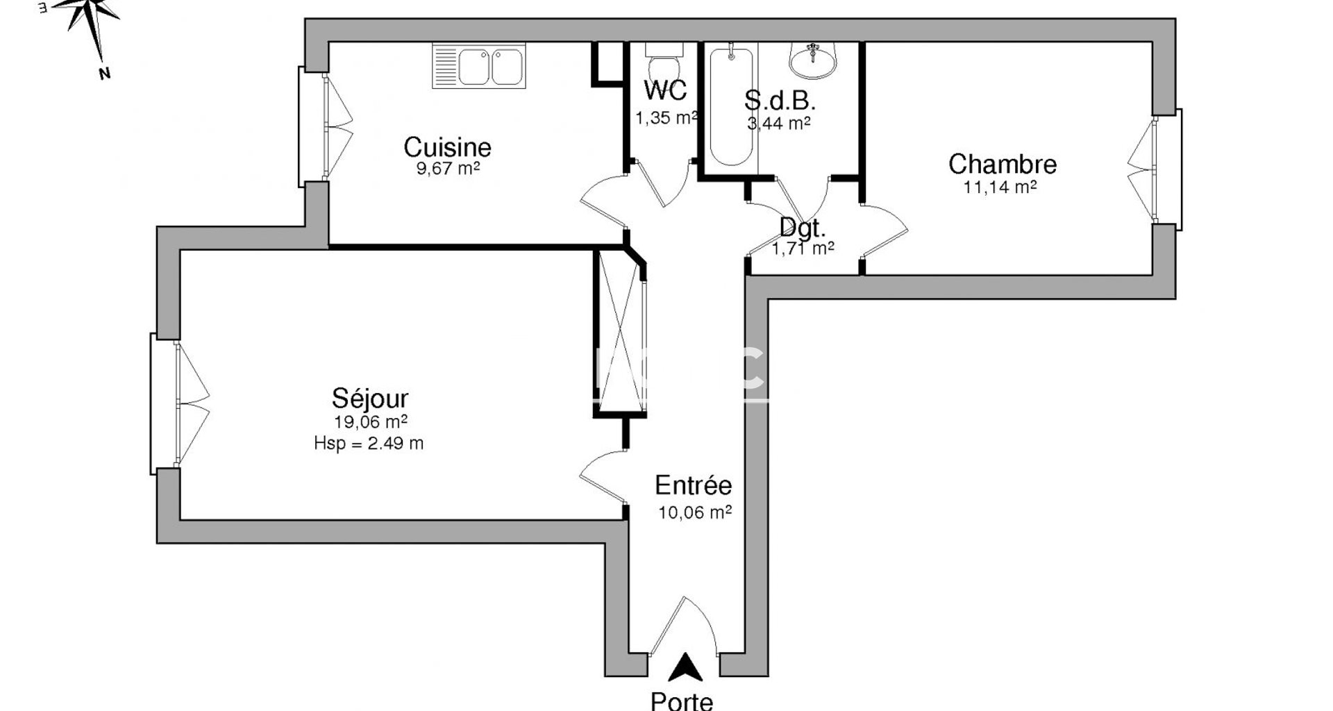 Appartement à louer, 55m², Lyon 8ème