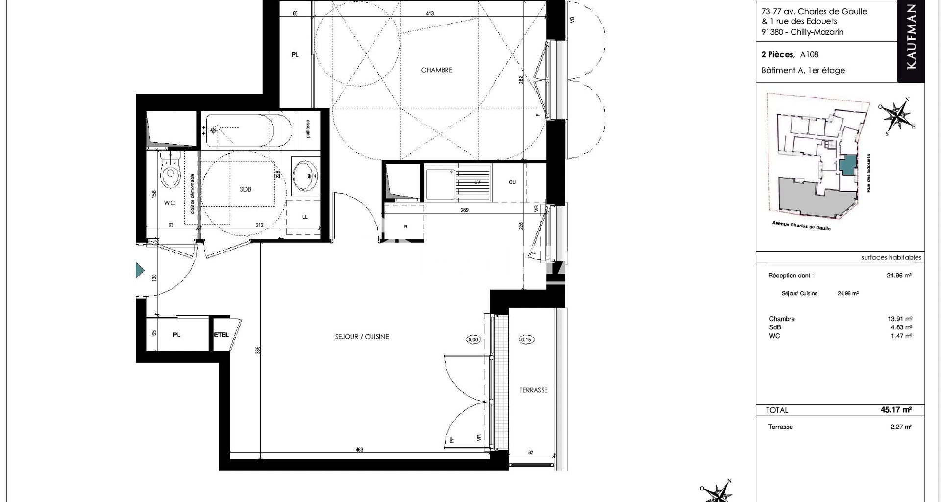 Appartement à louer, 45m², Chilly-Mazarin