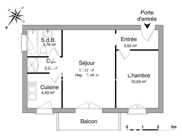 Appartement à louer, 41m², Oberhausbergen