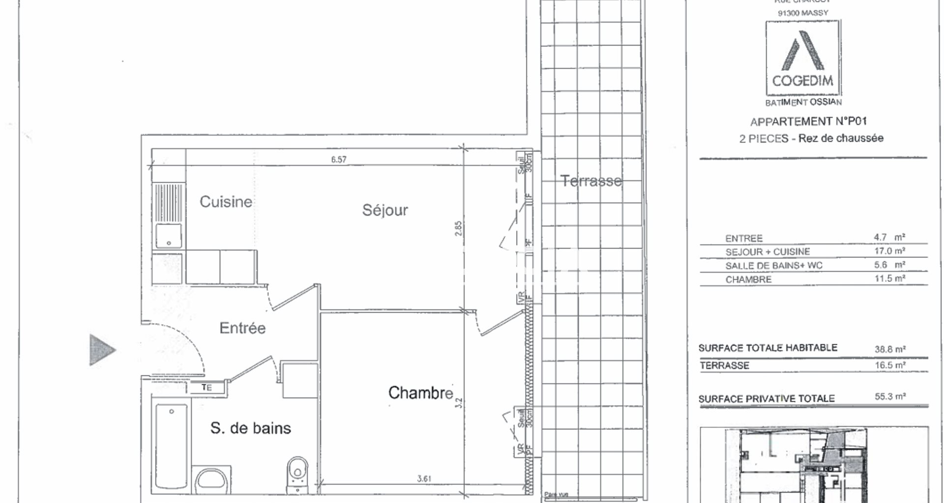 Appartement à louer, 39m², Massy