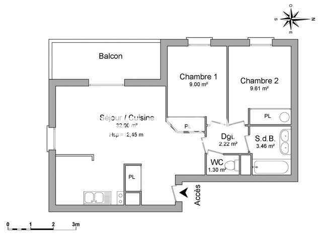 Appartement à louer, 57m², Toulouse
