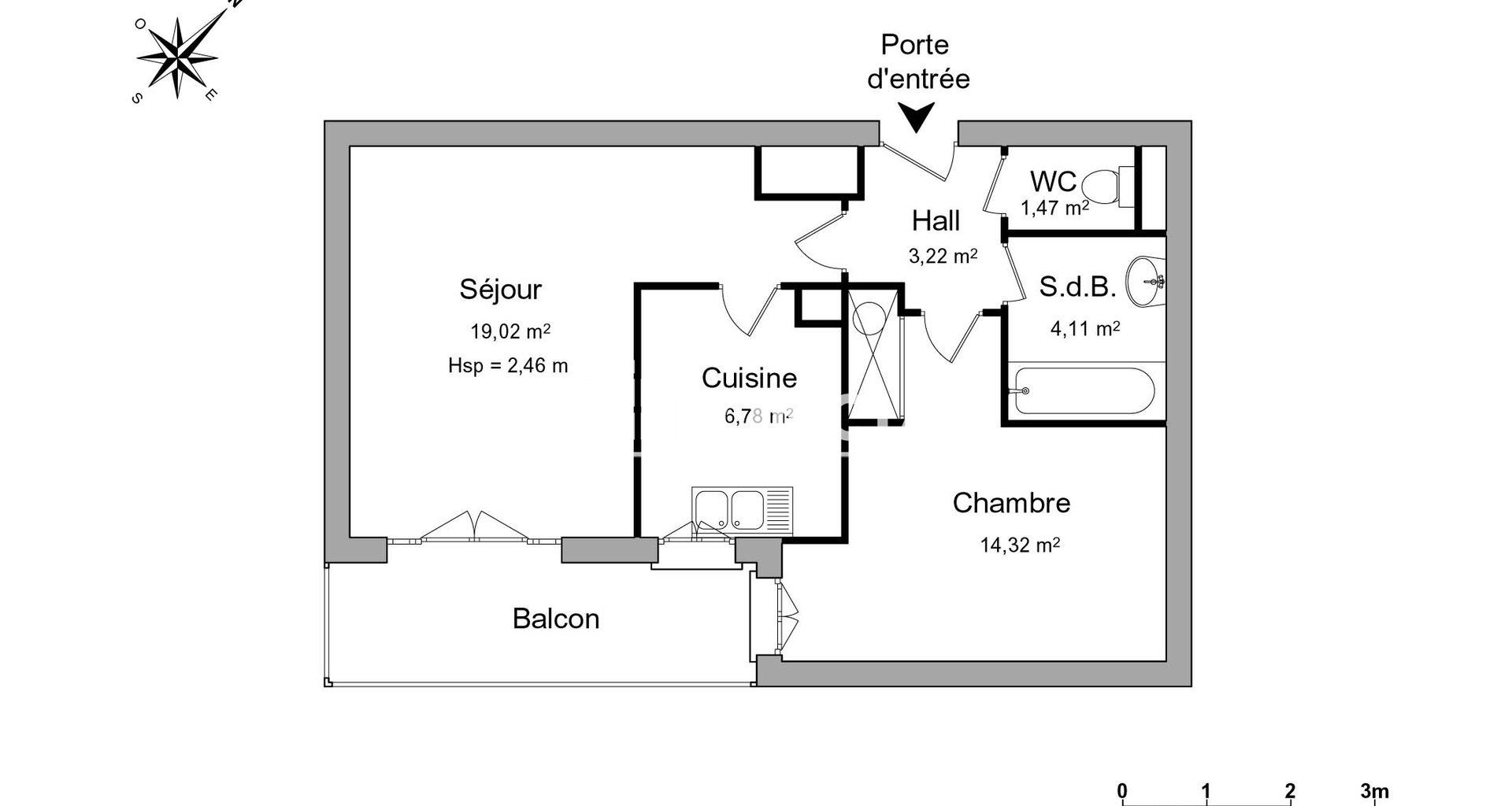 Appartement à louer, 48m², Pontoise