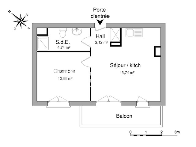 Appartement à louer, 36m², Hérouville-Saint-Clair