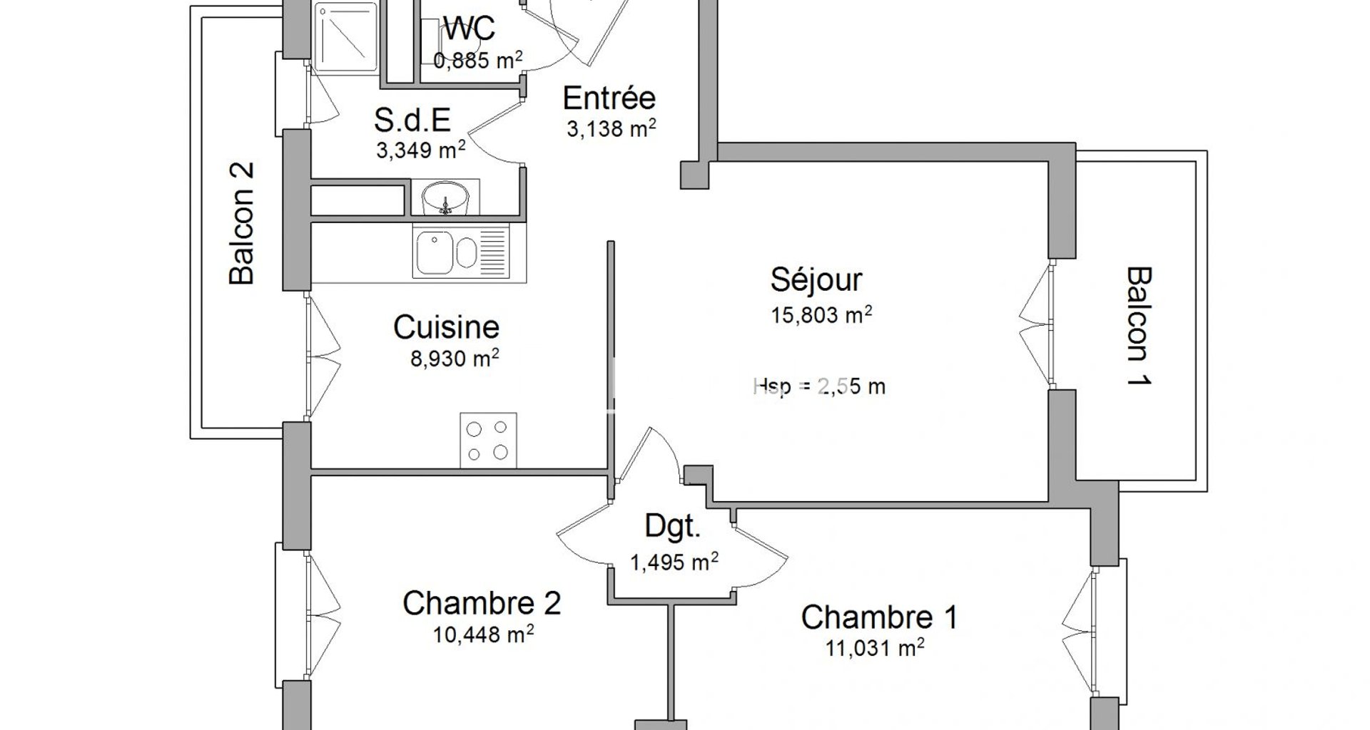 Appartement à louer, 55m², Orange