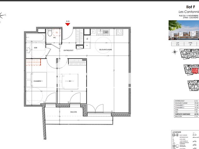 Appartement à louer, 63m², Louviers