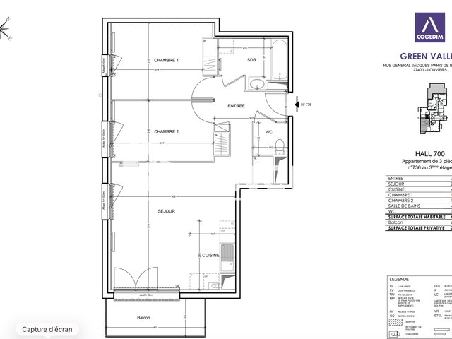 Appartement à louer, 64m², Louviers