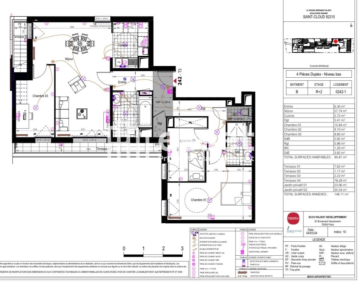 Appartement à louer, 90m², Saint-Cloud