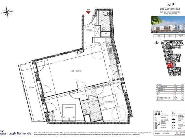 Appartement à louer, 71m², Louviers