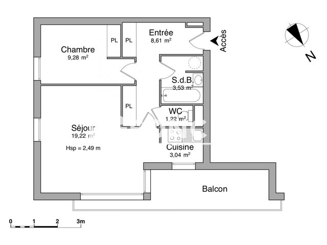 Appartement à louer, 44m², Bruges