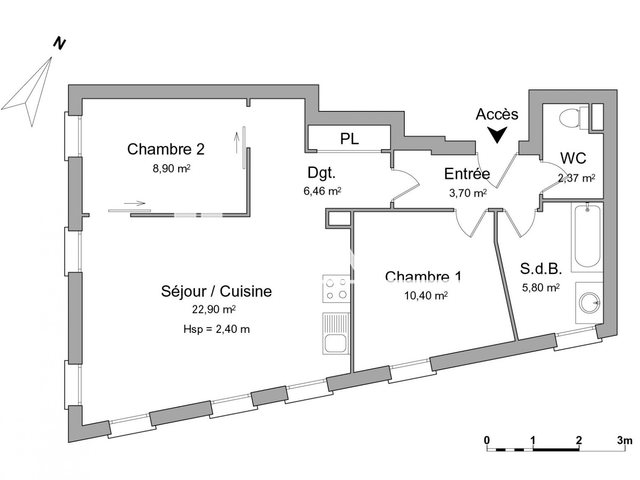 Appartement à louer, 60m², Lille