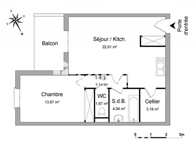 Appartement à louer, 49m², Bourgoin-Jallieu