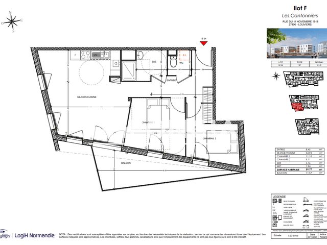 Appartement à louer, 59m², Louviers
