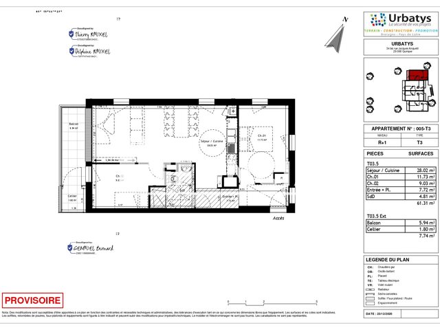 Appartement à louer, 61m², Orgères