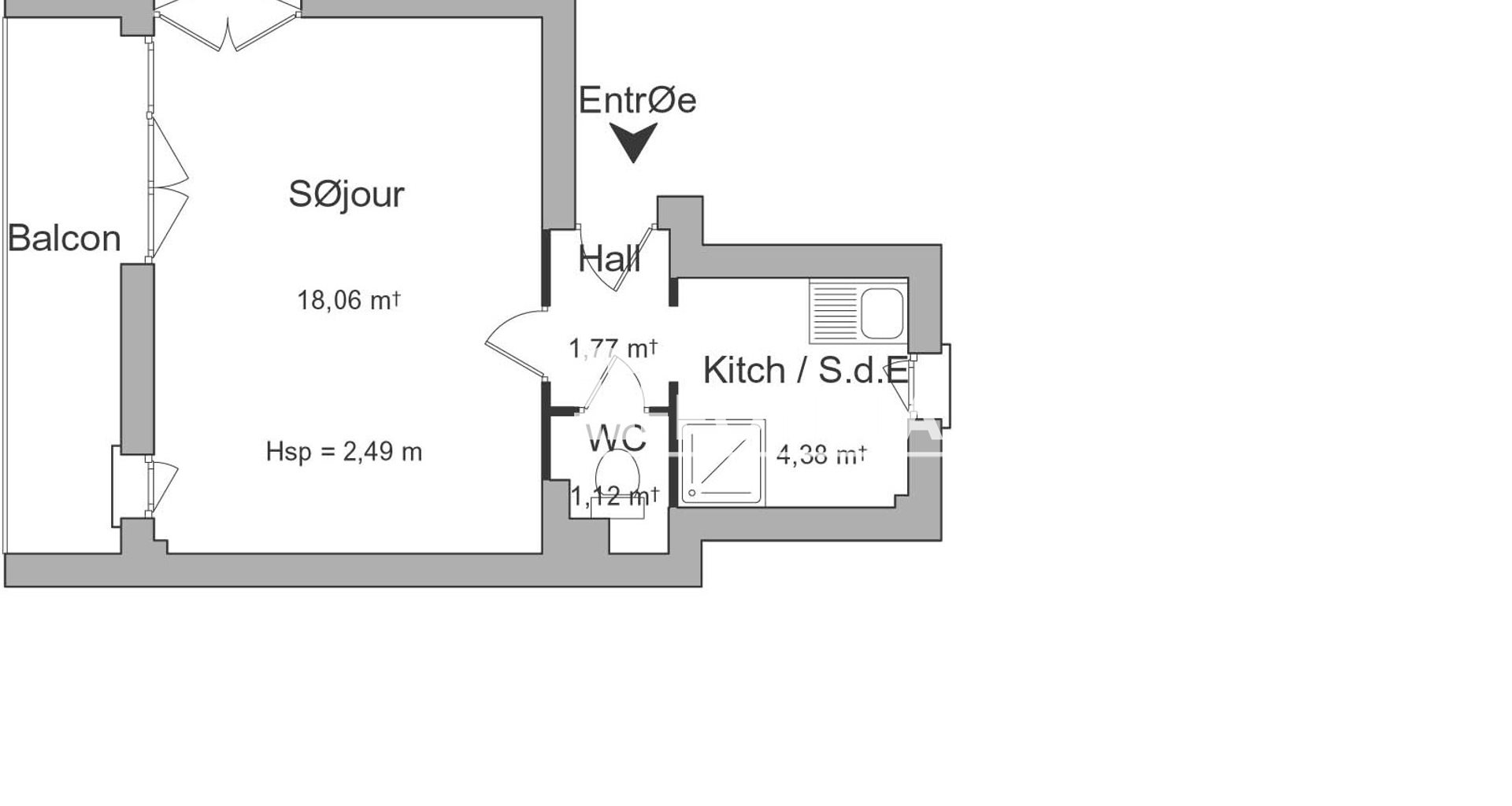 Appartement à louer, 25m², Sainte-Colombe