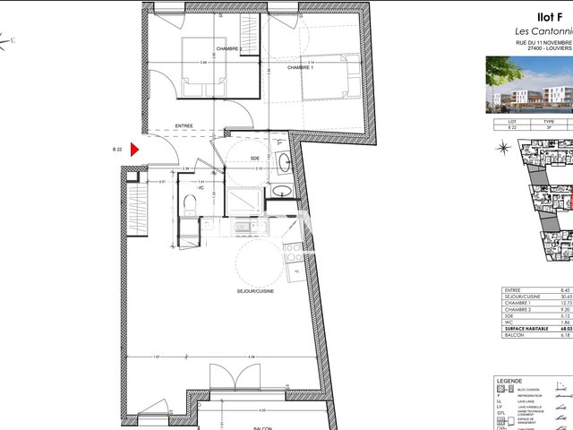 Appartement à louer, 68m², Louviers