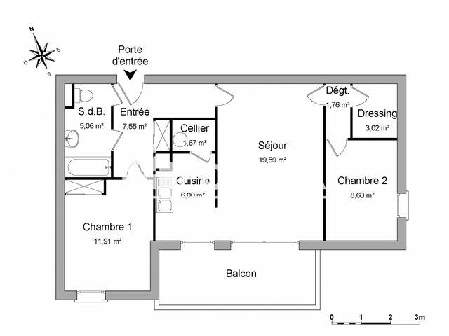 Appartement à louer, 65m², Allinges