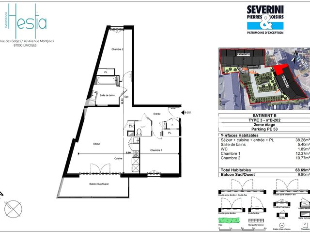 Appartement à louer, 68m², Limoges