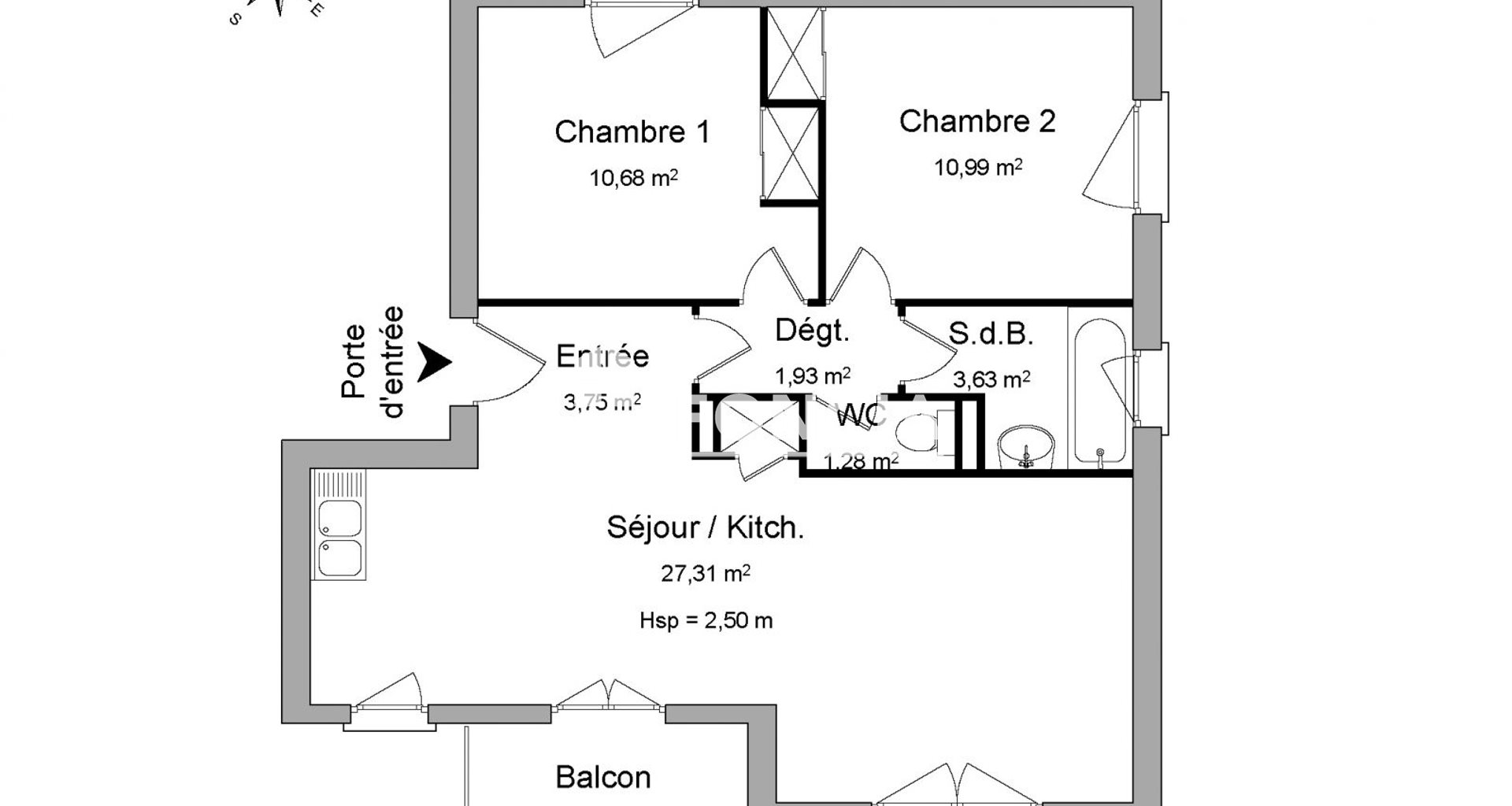 Appartement à louer, 59m², Le Péage-de-Roussillon