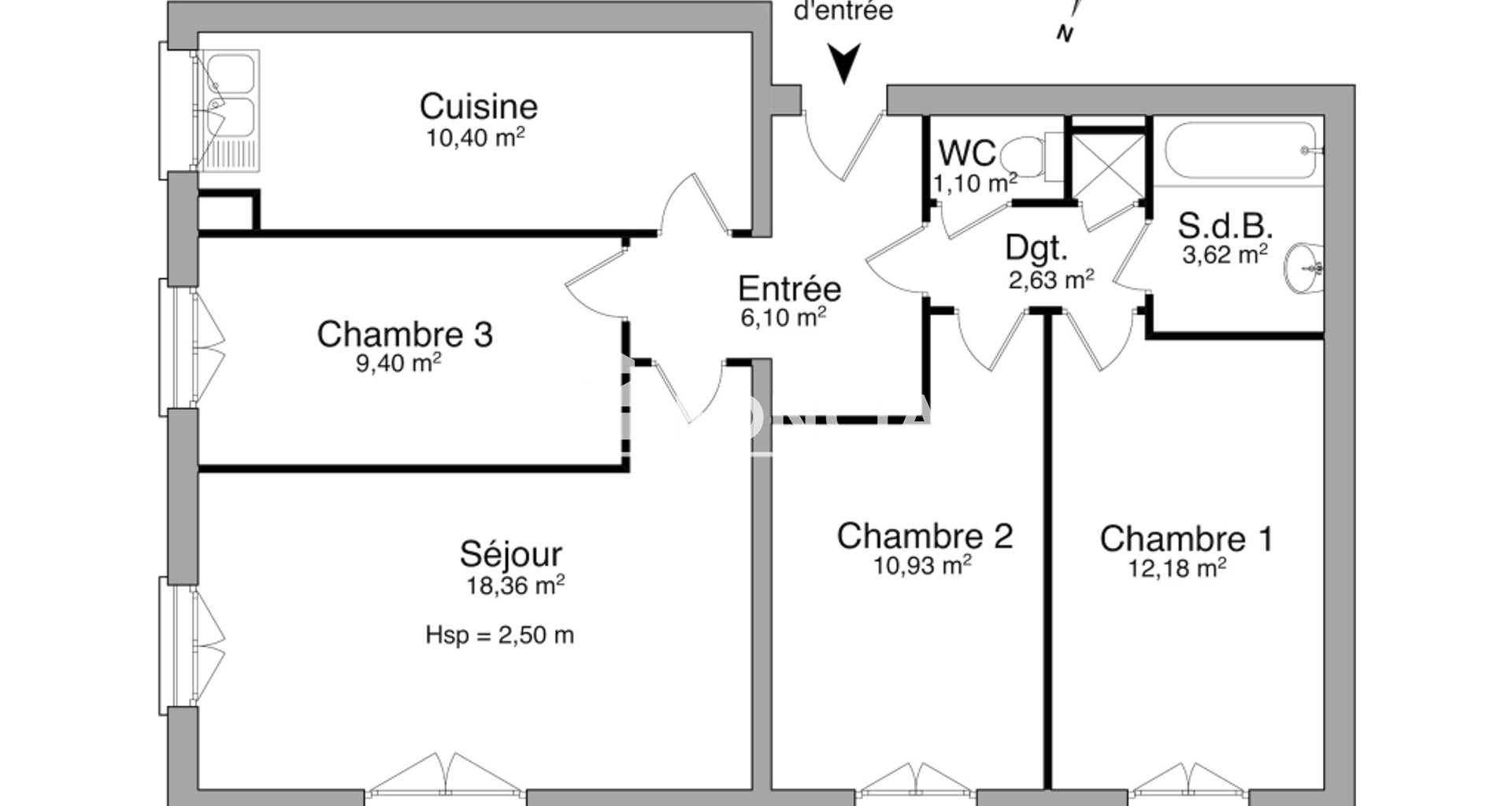 Appartement à louer, 74m², Cergy