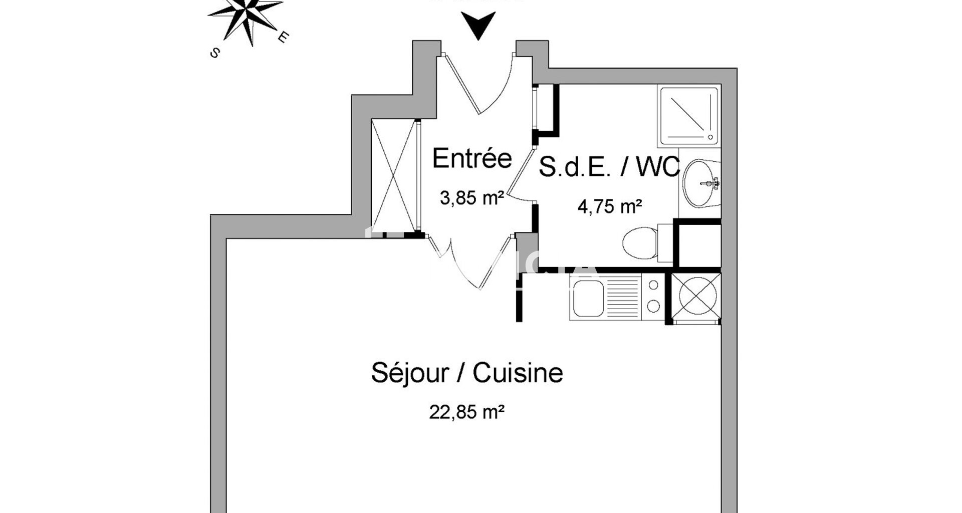 Appartement à louer, 31m², Cergy