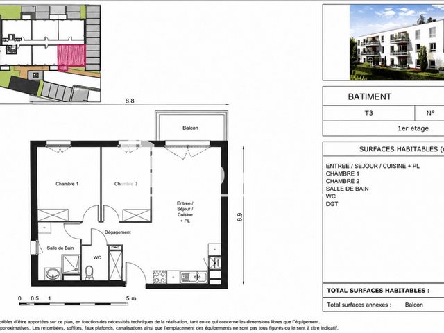 Appartement à louer, 58m², Oignies