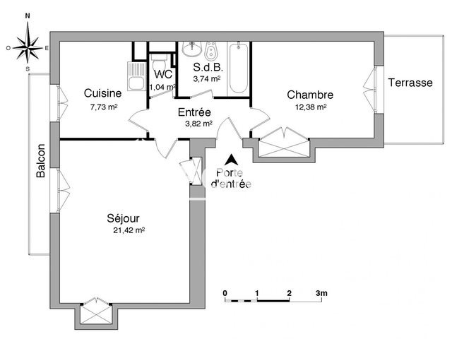 Appartement à louer, 50m², Nice