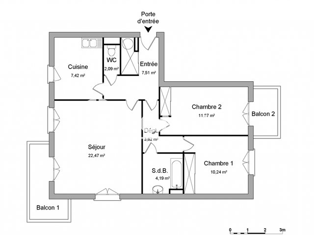 Appartement à louer, 69m², Baud