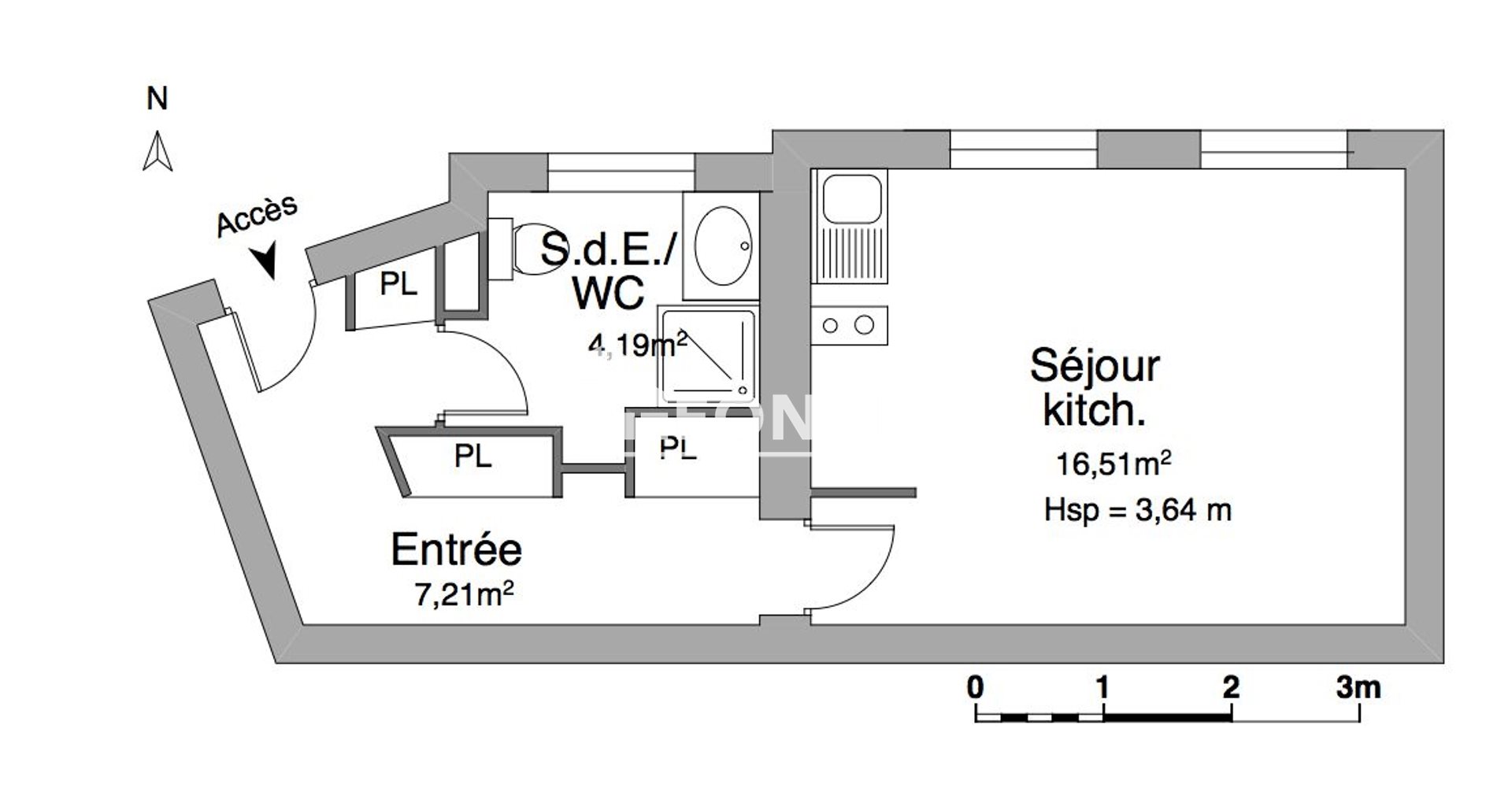 Appartement à louer, 27m², Lyon 7ème
