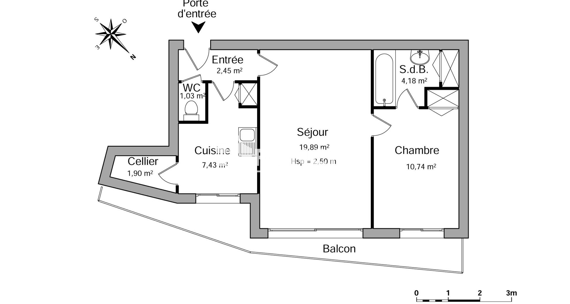 Appartement à louer, 47m², Saint-Maurice