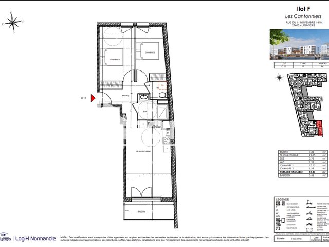 Appartement à louer, 57m², Louviers