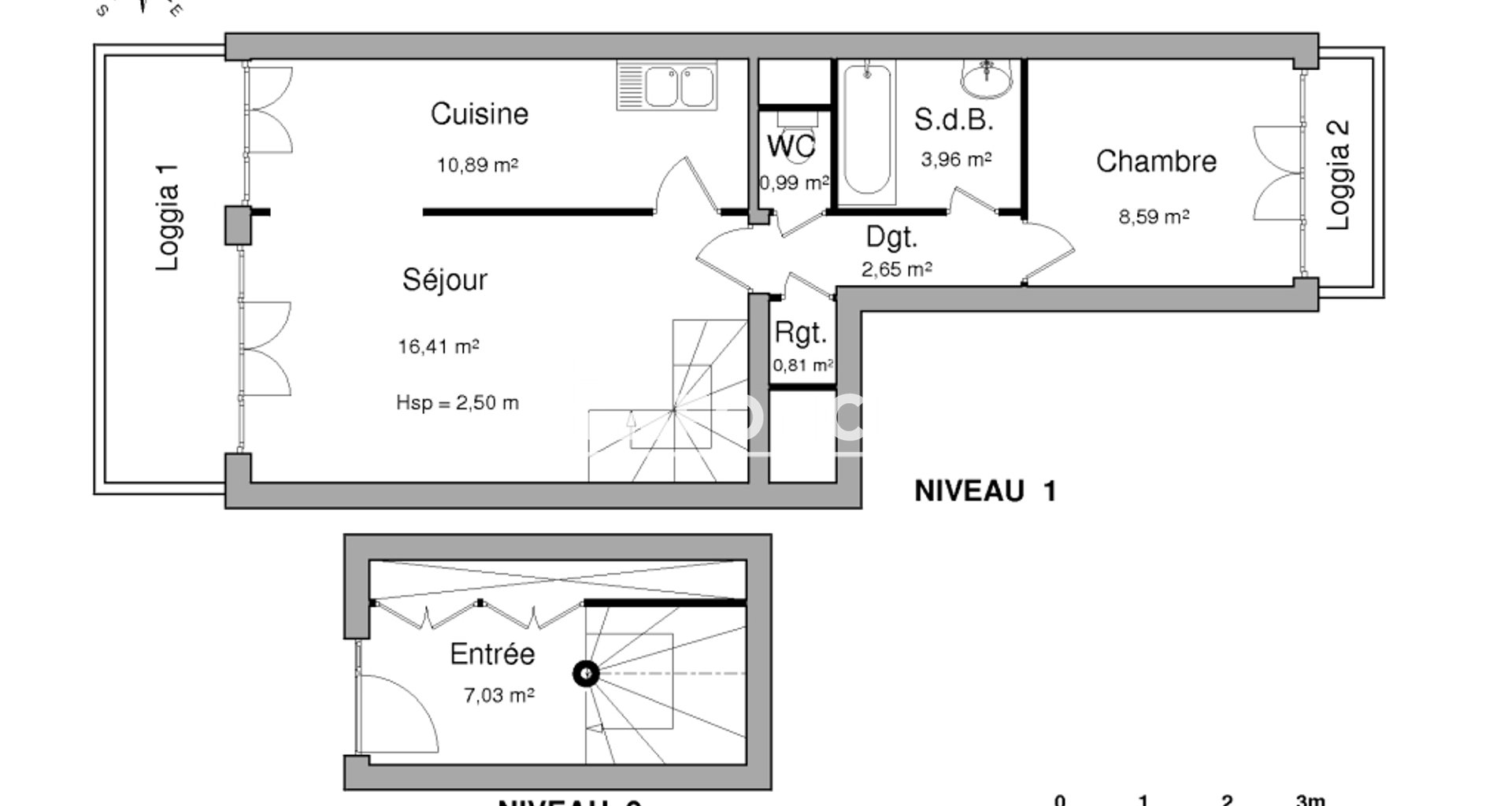 Appartement à louer, 51m², Cergy
