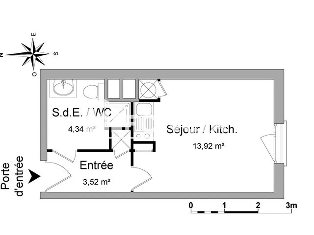 Appartement à louer, 21m², Rennes