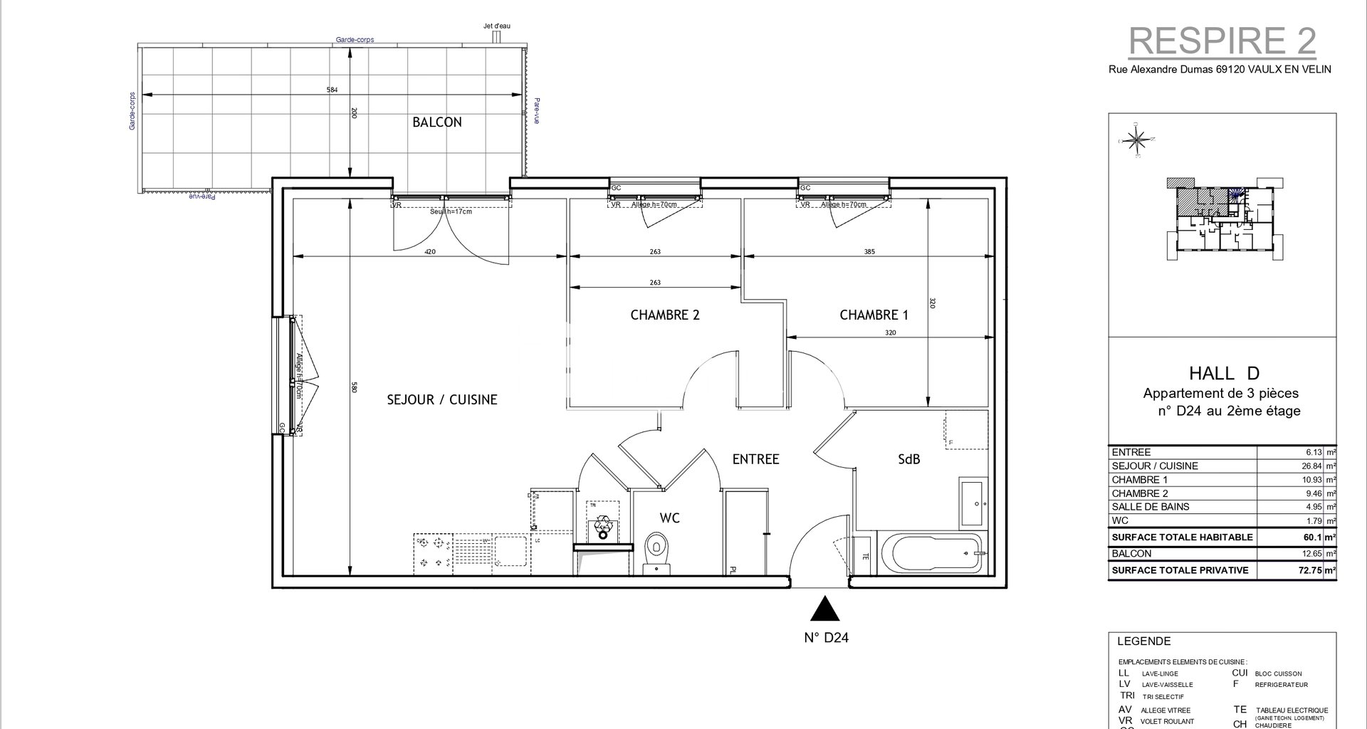 Appartement à louer, 72m², Vaulx-en-Velin