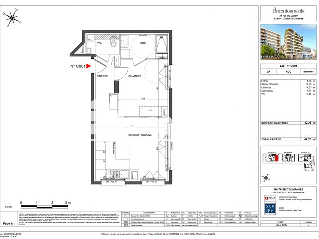 Appartement à louer, 42m², Clichy