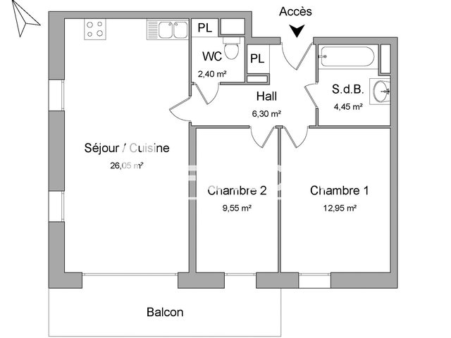 Appartement à louer, 61m², Lesquin