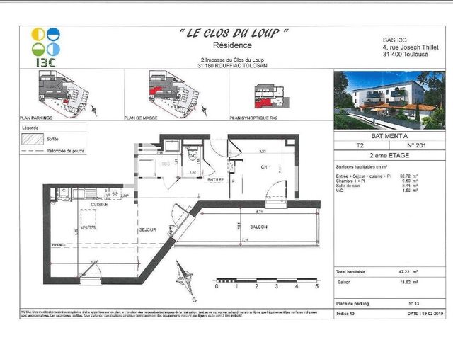 Appartement à louer, 47m², Rouffiac-Tolosan