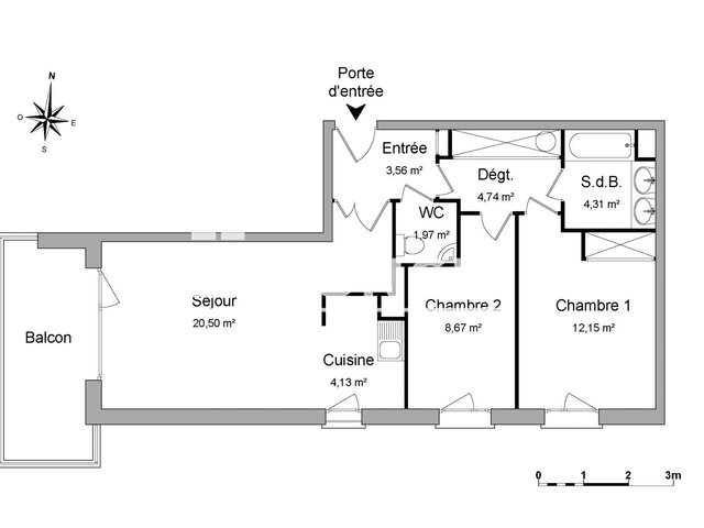 Appartement à louer, 60m², Eckbolsheim