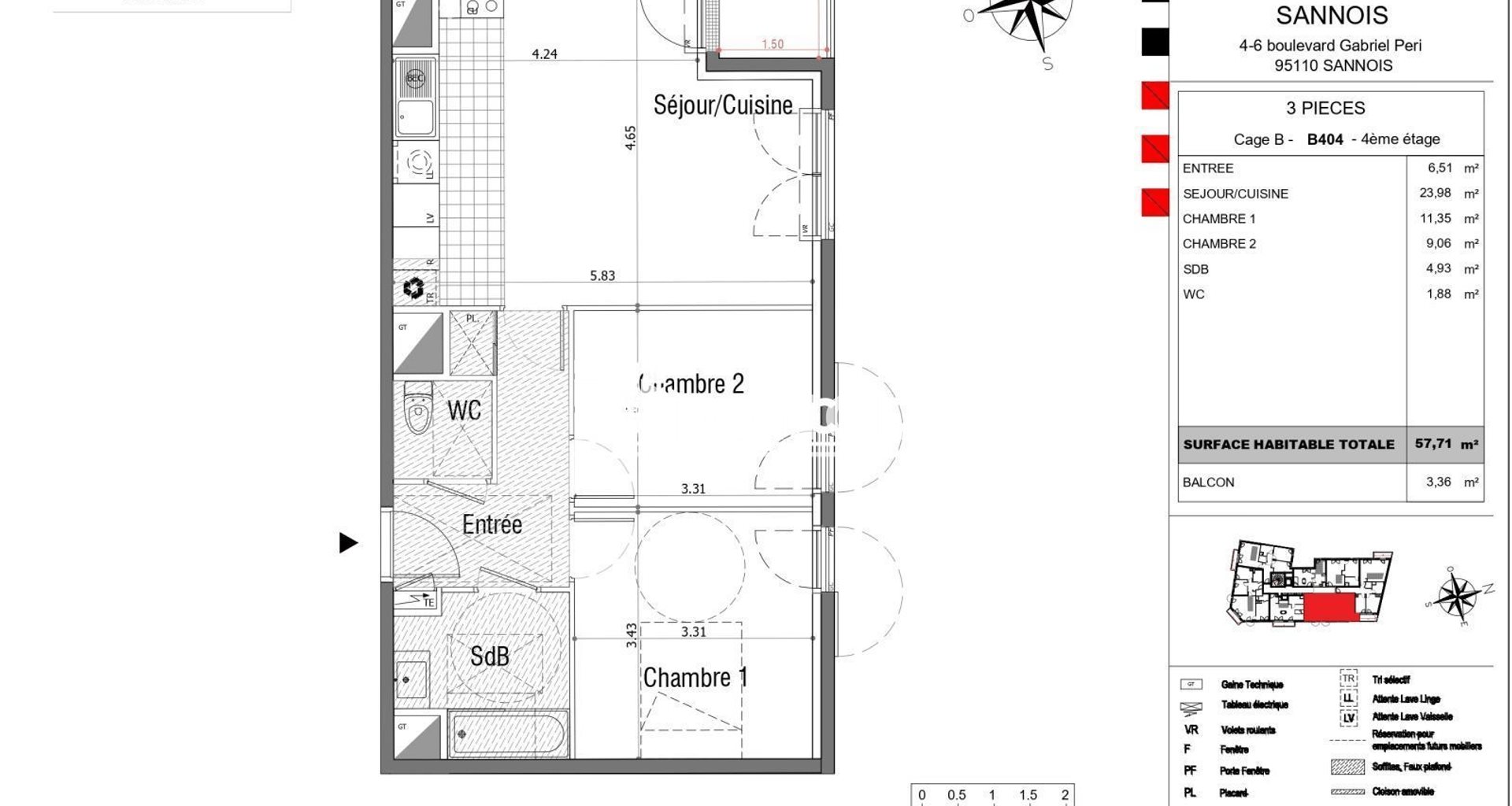 Appartement à louer, 57m², Sannois