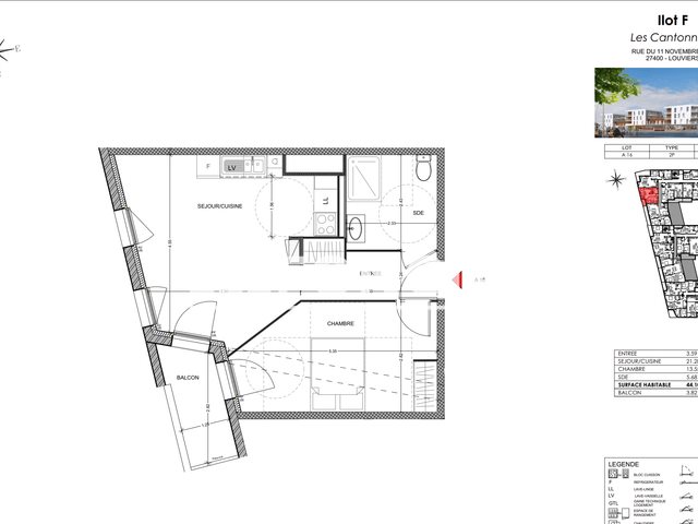 Appartement à louer, 44m², Louviers